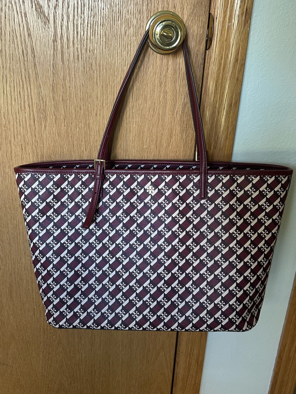 Tory Burch Geo Logo Top Zip Tote Bag